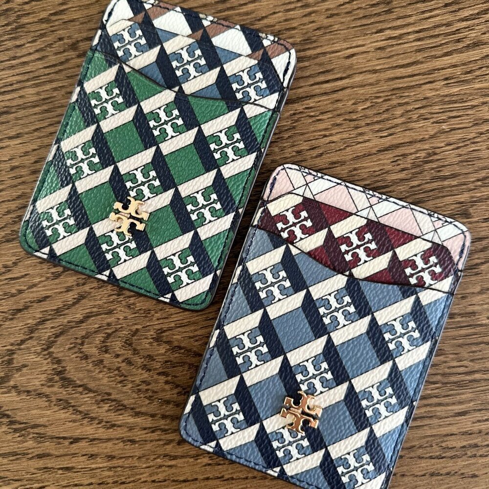 NWT! NEW! Tory Burch GEO Colorblock Card Case -GREEN OR BLUE